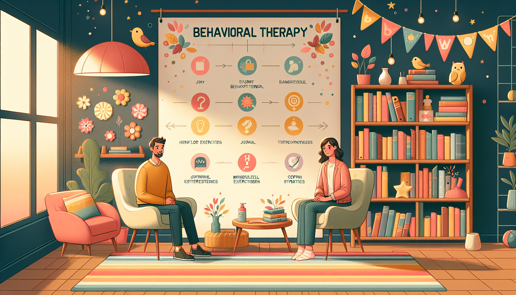 An illustration guiding individuals on getting started with behavioral therapy.