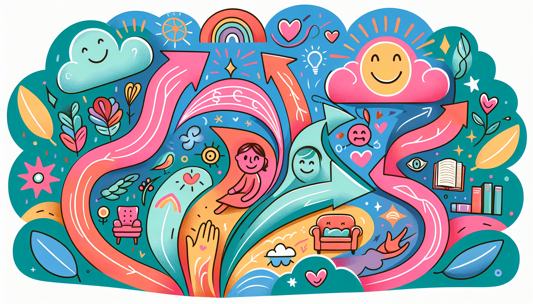 An illustration showcasing coping skills and positive behaviors.