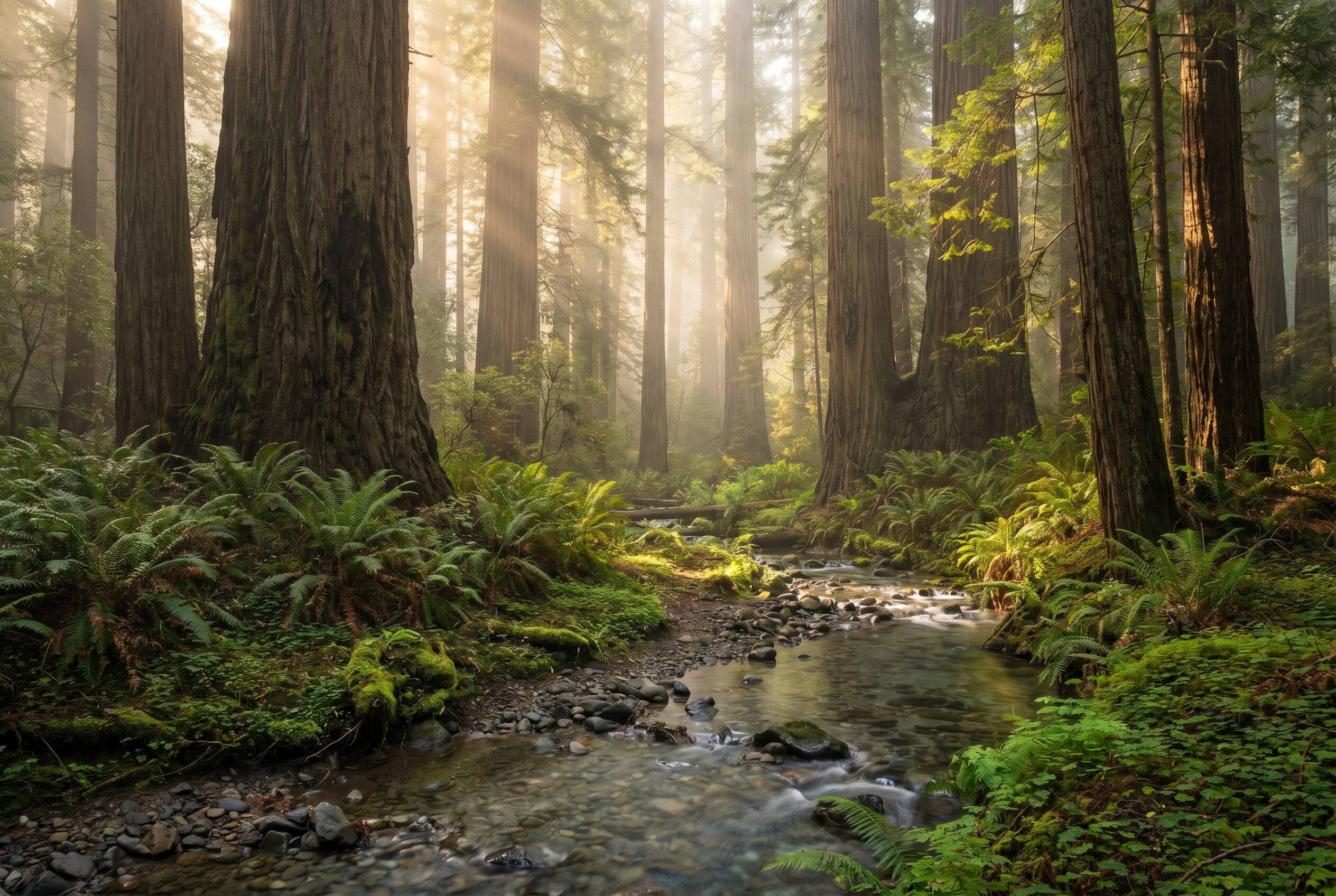 A serene nature scene featuring tall trees and gently flowing water, symbolizing grounding and tranquility, which can be essential in EMDR therapy for processing trauma and emotional distress. This calming environment reflects the healing journey often facilitated by trauma-informed care and therapeutic techniques.